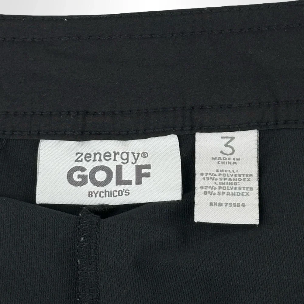 Chico's Zenergy Golf Skort Womens XL Black Stretch Cargo Pockets Built In Shorts